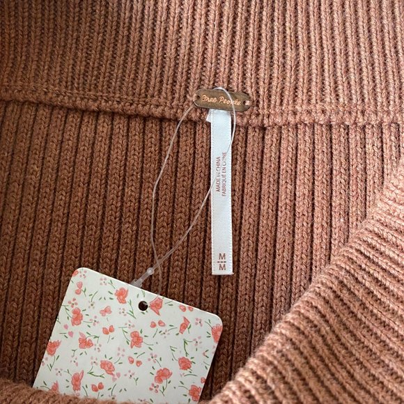 NWT Free People ribbed sweater skirt M cocoa Heather brown cotton blend - Picture 4 of 5